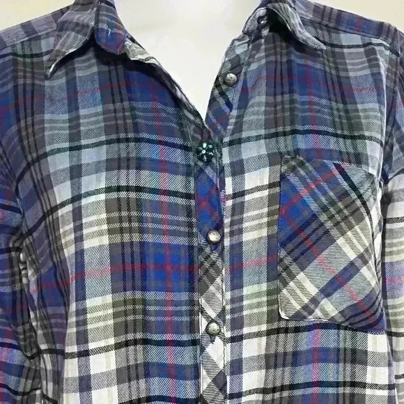 Soft Surroundings Plaid Button Up Long Sleeve Shirt Size Small - Picture 9 of 10